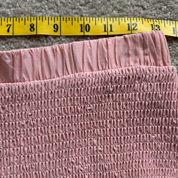 Floral Embroidered Smocked Mini Skirt 100% Cotton Dusty Pink Medium Western Boho - Picture 6 of 7